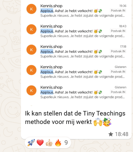 Asha Boschma ontvangt op één dag meerdere Kennis.shop applaus notificaties