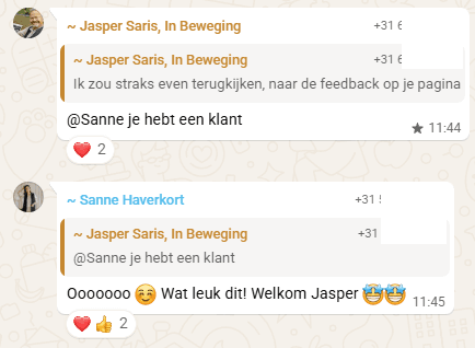 Sanne Haverkort verwelkomt Jasper Saris als klant tijdens de workshop
