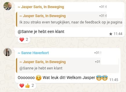 Sanne Haverkort verwelkomt Jasper Saris als klant tijdens de workshop