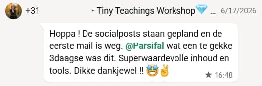 Deelnemer heeft socialposts gepland en de eerste mail verstuurd