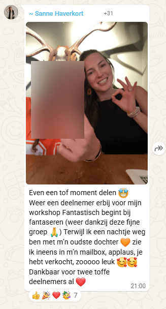 Sanne Haverkort deelt een selfie: weer een deelnemer erbij terwijl ze een nachtje weg is met haar dochter