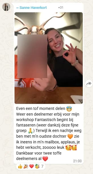 Sanne Haverkort deelt een selfie: weer een deelnemer erbij terwijl ze een nachtje weg is met haar dochter