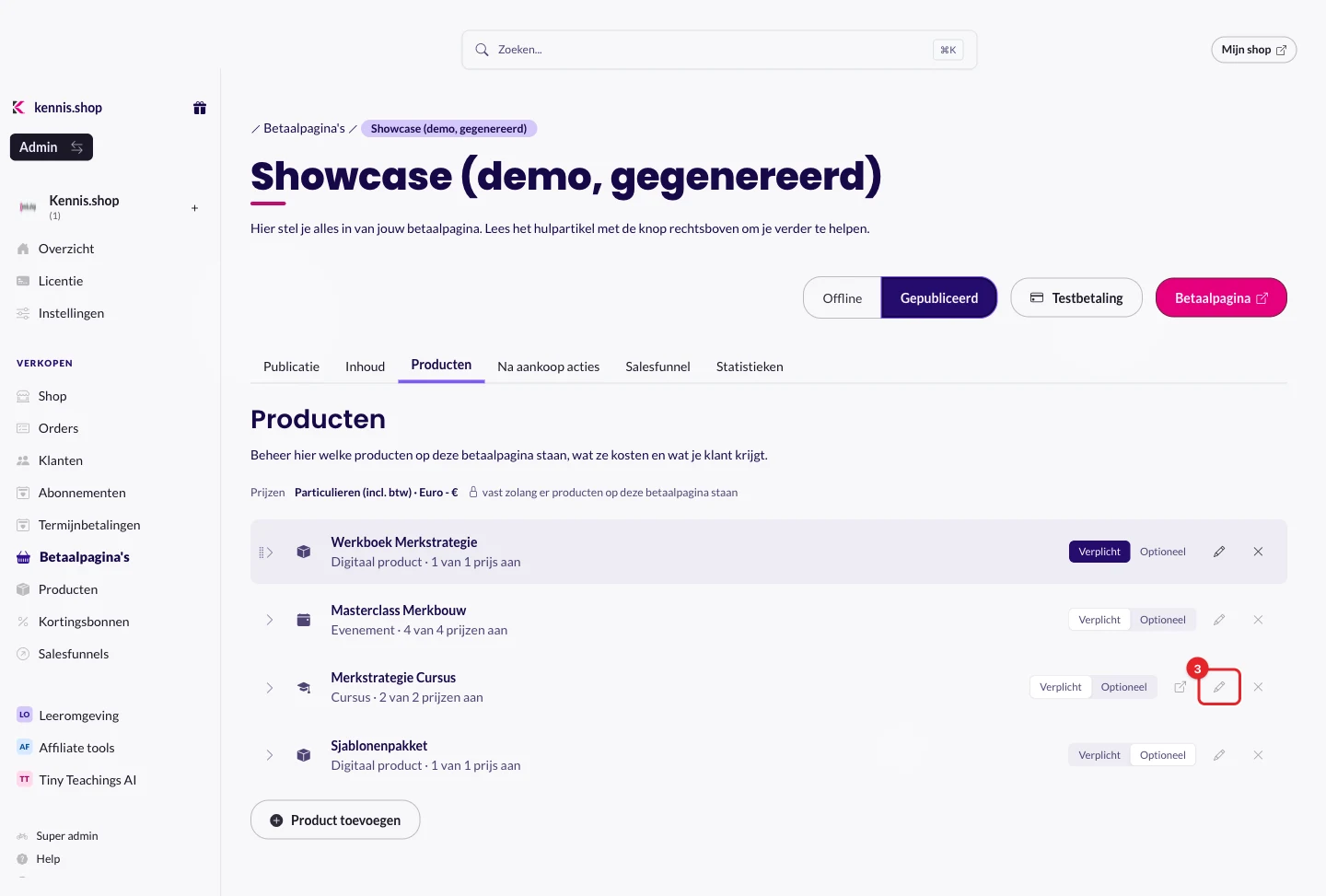 Het potloodje achter het cursus-product op de betaalpagina
