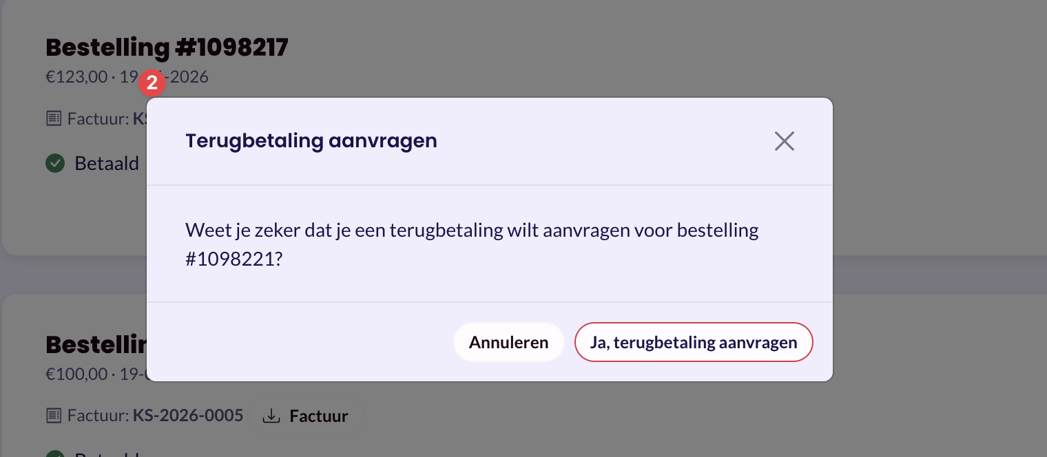 Herroepingsknop: terugbetaling aanvragen